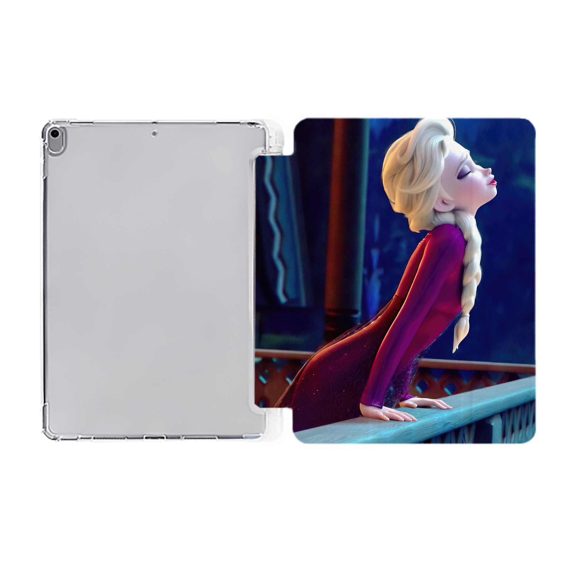 （画像用） アナと雪の女王 アンナ エルサ Frozen Anna Elsa IPad ケース ペン収納付き 三つ折りスタンド PUレザー×シリコン 対応機種9.5/10.5/10.9インチ